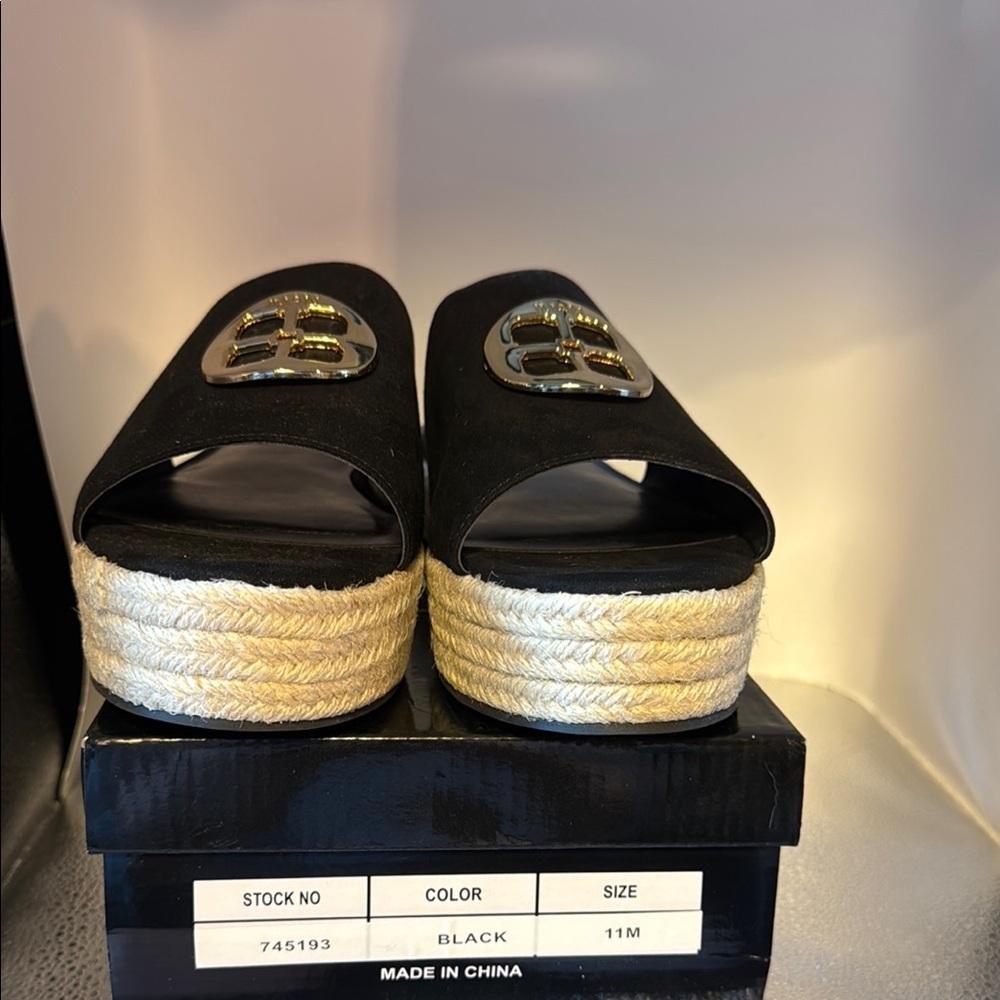 IMAN Black Espadrille Slip-On Shoes​
